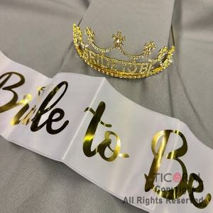 SET VINCHA Y BANDA BRIDE TO BE ORO X 1